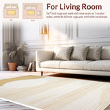 Ultra Soft Area Rug, Non Slip, Stain Resistant, Washable Area Rugs for Living Room, Bedroom, Subtle Geometric Coastal Motif(Gold)