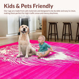 Ultra Soft Area Rug, Non Slip, Stain Resistant, Washable Area Rugs for Living Room, Bedroom, Trendy Safari Style Home Accessory(Pink)