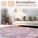 Ultra Soft Area Rug, Non Slip, Stain Resistant, Washable Area Rugs for Living Room, Bedroom, Pastel Elegant Medallion Design(Pink)