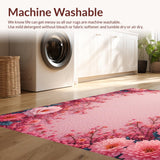 Ultra Soft Area Rug, Non Slip, Stain Resistant, Washable Area Rugs for Living Room, Bedroom, Elegant Floral Non-Slip Bathroom Decor(Pink)