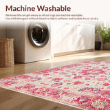 Ultra Soft Area Rug, Non Slip, Stain Resistant, Washable Area Rugs for Living Room, Bedroom, Chic Distressed Organic Pattern(White)