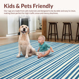 Ultra Soft Area Rug, Non Slip, Stain Resistant, Washable Area Rugs for Living Room, Bedroom, Stylish Modern Coastal Lines(Blue)