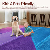 Ultra Soft Area Rug, Non Slip, Stain Resistant, Washable Area Rugs for Living Room, Bedroom, Soft Colorful Low Pile Kids Bedroom Carpet(Purple)