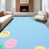Ultra Soft Area Rug, Non Slip, Stain Resistant, Washable Area Rugs for Living Room, Bedroom, Sunny Expressive Cartoonish Element(Blue)