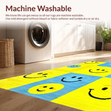 Ultra Soft Area Rug, Non Slip, Stain Resistant, Washable Area Rugs for Living Room, Bedroom, Cheerful Criss-Cross Rainbow Theme(Yellow)