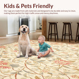 Vibrant Floral Area with Intricate Beige and Taupe(Beige)