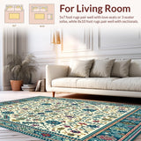 Ultra Soft Area Rug, Non Slip, Stain Resistant, Washable Area Rugs for Living Room, Bedroom, Bohemian Dream Ethereal(Ivory)