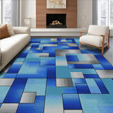Ultra Soft Area Rug, Non Slip, Stain Resistant, Washable Area Rugs for Living Room, Bedroom, Sophisticated Blue Toned Art Design(Blue)