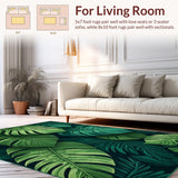 Ultra Soft Area Rug, Non Slip, Stain Resistant, Washable Area Rugs for Living Room, Bedroom, Soft Fluffy Monstera Inspired Theme(Green)