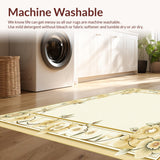 Ultra Soft Area Rug, Non Slip, Stain Resistant, Washable Area Rugs for Living Room, Bedroom, Entryway Floral Design in Subtle Beige Colors(Beige)