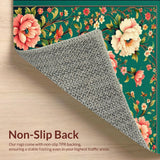 Ultra Soft Area Rug, Non Slip, Stain Resistant, Washable Area Rugs for Living Room, Bedroom, Sophisticated Distressed Floral Harmony(Green)