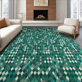 Ultra Soft Area Rug, Non Slip, Stain Resistant, Washable Area Rugs for Living Room, Bedroom, Rustic Linear Artful Composition(Green)