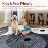 Ultra Soft Area Rug, Non Slip, Stain Resistant, Washable Area Rugs for Living Room, Bedroom, Trendy Happy Face Geometric Fusion(Black)