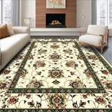 Ultra Soft Area Rug, Non Slip, Stain Resistant, Washable Area Rugs for Living Room, Bedroom, Scallop Edge Boho for with Floral Design(Ivory)