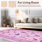 Ultra Soft Area Rug, Non Slip, Stain Resistant, Washable Area Rugs for Living Room, Bedroom, Charming Pastel Butterfly Fantasy(Pink)