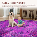 Ultra Soft Area Rug, Non Slip, Stain Resistant, Washable Area Rugs for Living Room, Bedroom, Lush Fuzzy Modern Appeal(Purple)