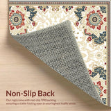 Ultra Soft Area Rug, Non Slip, Stain Resistant, Washable Area Rugs for Living Room, Bedroom, Boho Chic Area Showcasing Blooms and Artistic Beige Filigree(Beige)