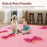 Ultra Soft Area Rug, Non Slip, Stain Resistant, Washable Area Rugs for Living Room, Bedroom, Cute Bow Decor Girl's Bedside Washable Mat(Pink)