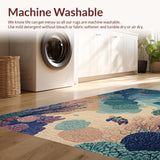 Ultra Soft Area Rug, Non Slip, Stain Resistant, Washable Area Rugs for Living Room, Bedroom, Marine Adventure Carpet With Graceful Turtles Amid Colorful Reef Design(Blue)