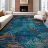 Ultra Soft Area Rug, Non Slip, Stain Resistant, Washable Area Rugs for Living Room, Bedroom, Tropical Ethnic Floral Motif(Blue)