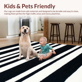 Ultra Soft Area Rug, Non Slip, Stain Resistant, Washable Area Rugs for Living Room, Bedroom, Transitional Geometric Line Art(Black)