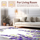 Ultra Soft Area Rug, Non Slip, Stain Resistant, Washable Area Rugs for Living Room, Bedroom, Soft Dreamy Floral Elegance(Purple)