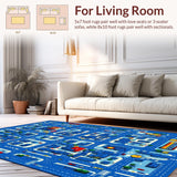 Lively Traffic and Building Illustration(Blue)