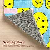 Ultra Soft Area Rug, Non Slip, Stain Resistant, Washable Area Rugs for Living Room, Bedroom, Colorful Happy Expressions Pattern(Yellow)