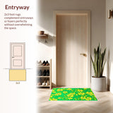 Ultra Soft Area Rug, Non Slip, Stain Resistant, Washable Area Rugs for Living Room, Bedroom, Elegant Botanical Round Design(Green)