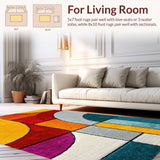 Ultra Soft Area Rug, Non Slip, Stain Resistant, Washable Area Rugs for Living Room, Bedroom, Abstract Multi-Color Living Room Stain-Resistant Rug(Orange)