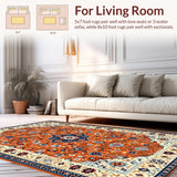 Ultra Soft Area Rug, Non Slip, Stain Resistant, Washable Area Rugs for Living Room, Bedroom, Whimsical Orange and Blue Palette(Orange)