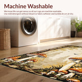 Ultra Soft Area Rug, Non Slip, Stain Resistant, Washable Area Rugs for Living Room, Bedroom, Rustic Warm Beige Floral Theme(Beige)