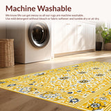 Ultra Soft Area Rug, Non Slip, Stain Resistant, Washable Area Rugs for Living Room, Bedroom, Vintage Floral Tile Elegance(Yellow)