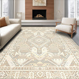Ultra Soft Area Rug, Non Slip, Stain Resistant, Washable Area Rugs for Living Room, Bedroom, Rustic Vintage Diamond Print(Beige)