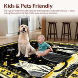 Ultra Soft Area Rug, Non Slip, Stain Resistant, Washable Area Rugs for Living Room, Bedroom, Retro Abstract Zodiac Illustration(Black)
