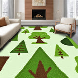 Ultra Soft Area Rug, Non Slip, Stain Resistant, Washable Area Rugs for Living Room, Bedroom, Joyful Outdoor Expedition Motif(Green)