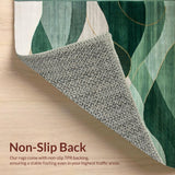 Ultra Soft Area Rug, Non Slip, Stain Resistant, Washable Area Rugs for Living Room, Bedroom, Contemporary Subtle Leaf Design(Green)