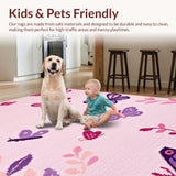 Ultra Soft Area Rug, Non Slip, Stain Resistant, Washable Area Rugs for Living Room, Bedroom, Playful Pastel Butterfly Aesthetic(Pink)