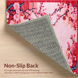 Ultra Soft Area Rug, Non Slip, Stain Resistant, Washable Area Rugs for Living Room, Bedroom, Rustic Nature-Inspired Floral Touch(Red)
