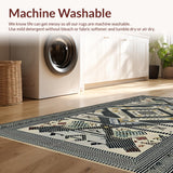 Ultra Soft Area Rug, Non Slip, Stain Resistant, Washable Area Rugs for Living Room, Bedroom, Rustic Textured Contrast Elements(Black)