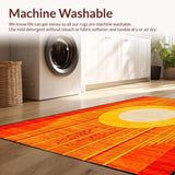 Ultra Soft Area Rug, Non Slip, Stain Resistant, Washable Area Rugs for Living Room, Bedroom, Lively Abstract Spectrum Motif(Orange)