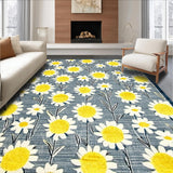 Ultra Soft Area Rug, Non Slip, Stain Resistant, Washable Area Rugs for Living Room, Bedroom, Contemporary Daisy Pattern Delight(Blue)