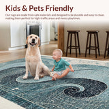 Ultra Soft Area Rug, Non Slip, Stain Resistant, Washable Area Rugs for Living Room, Bedroom, Elegant Kraken Rug With Artistic Tentacle Swirl Pattern For Decor(Blue)