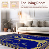 Ultra Soft Area Rug, Non Slip, Stain Resistant, Washable Area Rugs for Living Room, Bedroom, Rustic Geometric Blue Patterns(Blue)