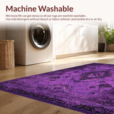 Ultra Soft Area Rug, Non Slip, Stain Resistant, Washable Area Rugs for Living Room, Bedroom, Luxurious Purple and Black Tapestry(Purple)