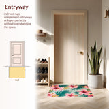 Ultra Soft Area Rug, Non Slip, Stain Resistant, Washable Area Rugs for Living Room, Bedroom, Exotic Green and Pink Palette(Pink)