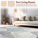 Ultra Soft Area Rug, Non Slip, Stain Resistant, Washable Area Rugs for Living Room, Bedroom, Rustic Textured Grey Lattice Style(Gray)