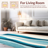 Ultra Soft Area Rug, Non Slip, Stain Resistant, Washable Area Rugs for Living Room, Bedroom, Creamy Coastal(Blue)