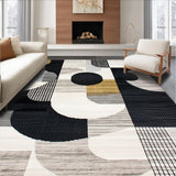 Stylish Area with Abstract Geometric Designs in Black and Beige(Black)