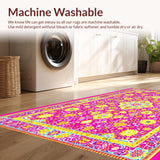 Ultra Soft Area Rug, Non Slip, Stain Resistant, Washable Area Rugs for Living Room, Bedroom, Rustic Vintage Patterned Accent(Pink)